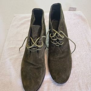 Green seude wedge bootie size 11